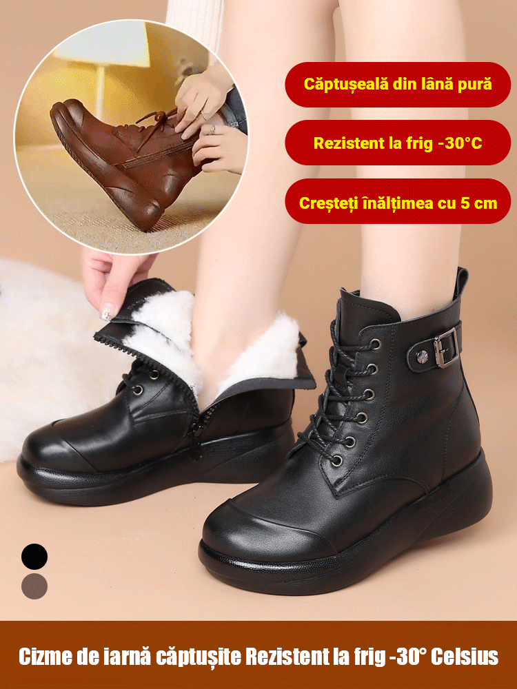 Cizme de iarnă pentru femei din piele de oaie.