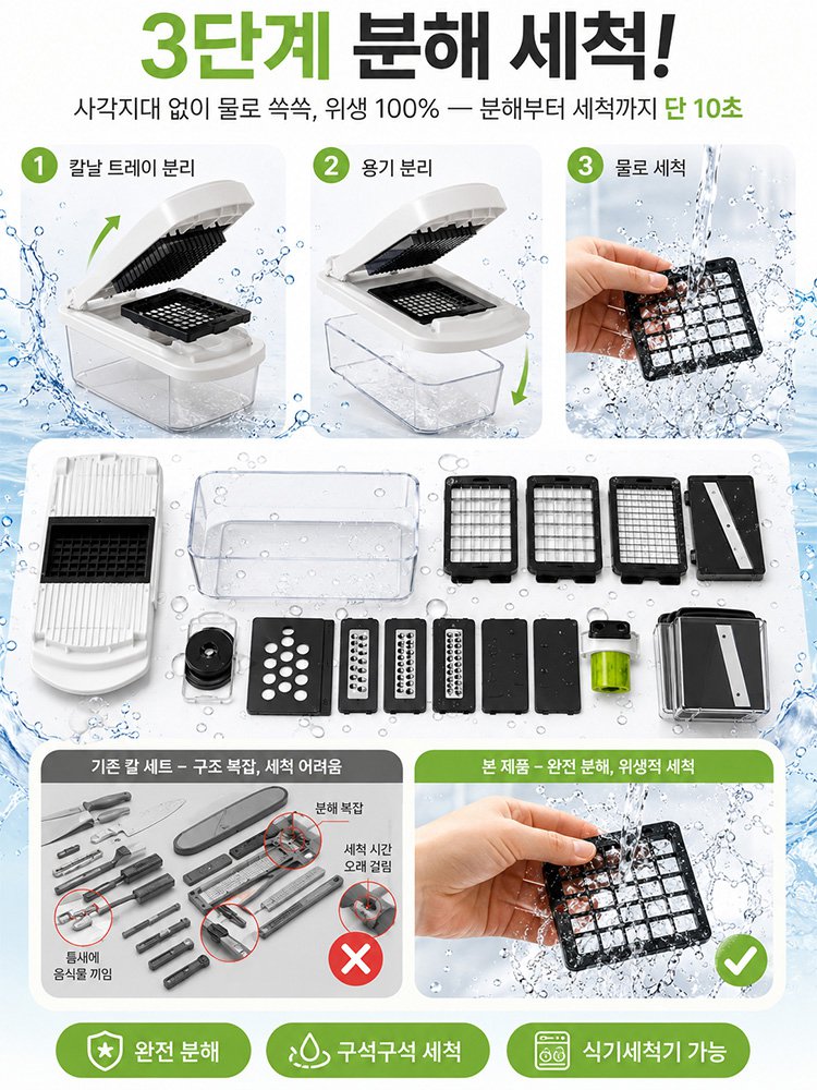 420J2 스틸 블레이드 15가지 기능 올인원 만능 주방 채소 절단기