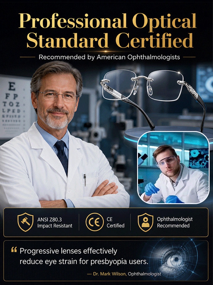 [Aerospace-grade titanium finish] Diamond-cut anti-blue light reading glasses