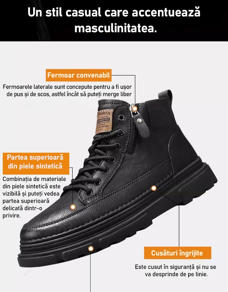 【Salopeta tip dur】 Cizme Martin cu fermoar înalt bărbat