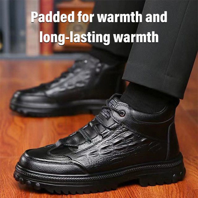 Men's Thick-Soled Fleece-Lined Leather Shoes