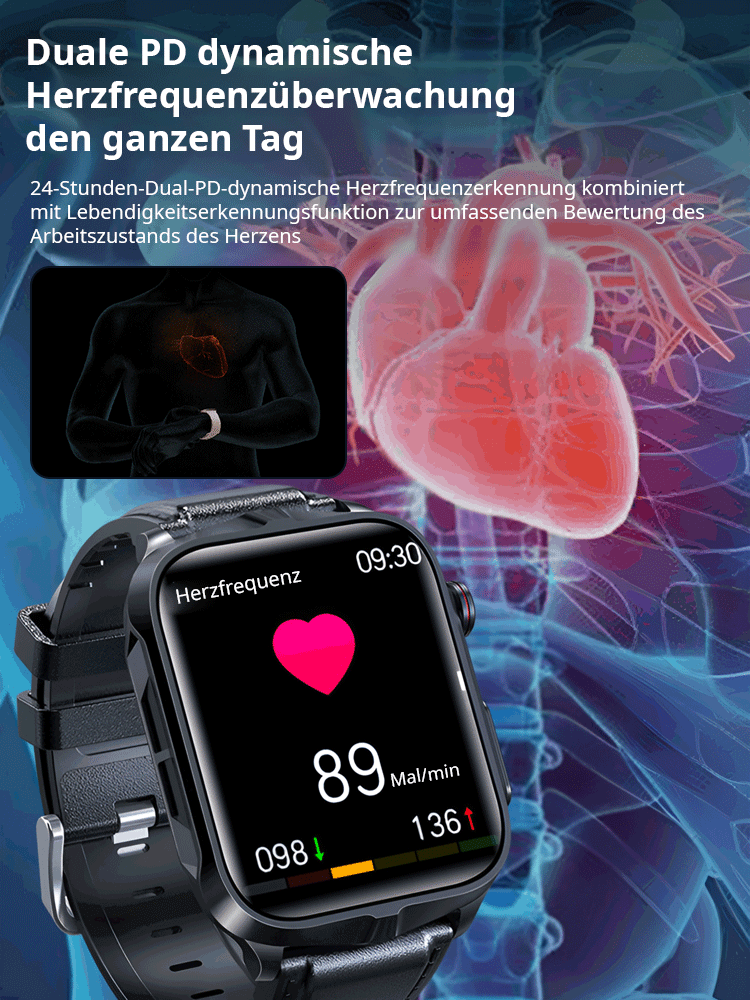 Nicht-invasiver Blutzucker-, EKG- und Blutdrucküberwachungs-Smartwatch.