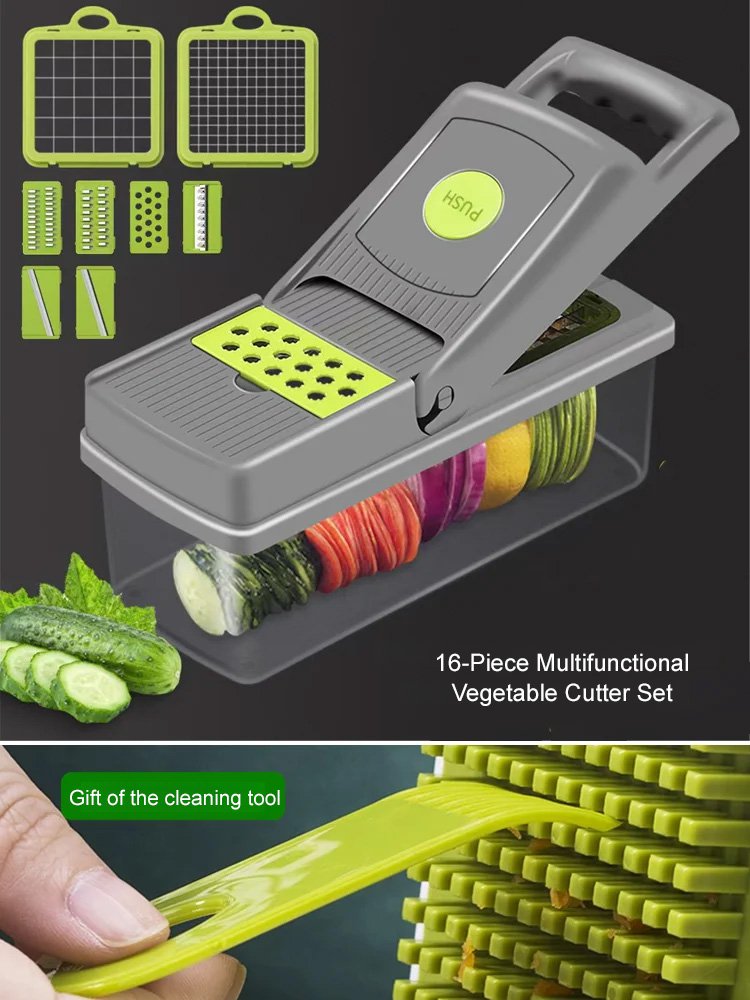 [One-stop kitchen use without a knife] 16 sets of multi-function vegetable cutters