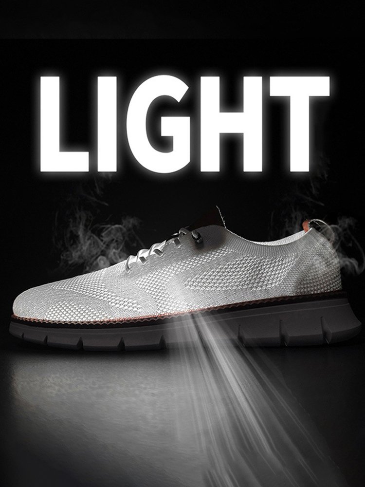 British style breathable flyknit mesh men's shoes