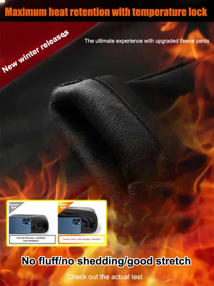 Men's Autumn/Winter Fleece-Lined Slim Fit Trousers