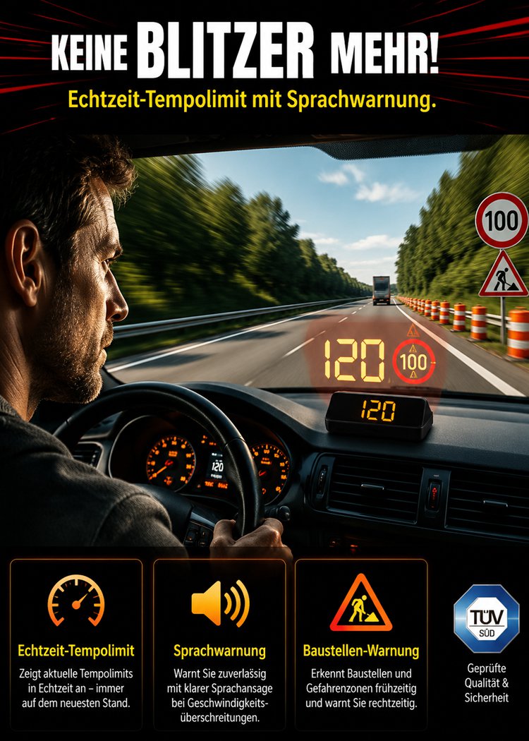 HUD GPS Digitaler Tacho für Autos, Head-Up Display, geeignet für alle Fahrzeugtypen