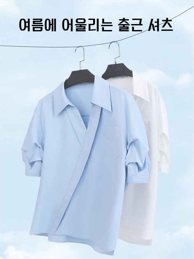 여성용 V넥 반소매 셔츠