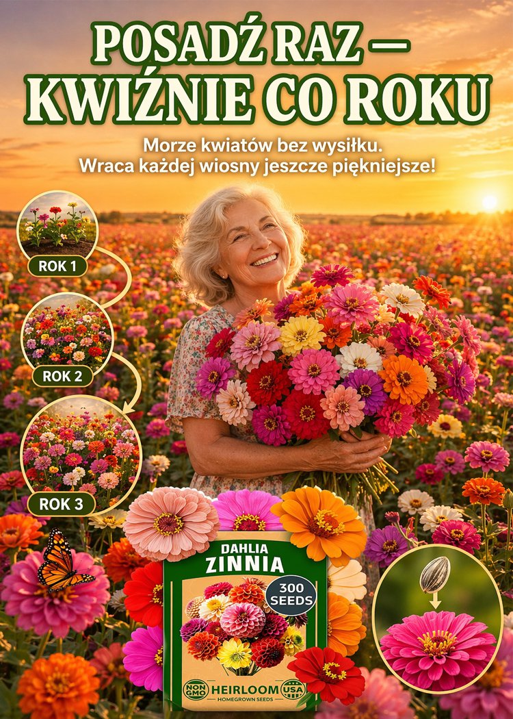 Nasiona kolorowej cynii dalii – kiełkują w tydzień