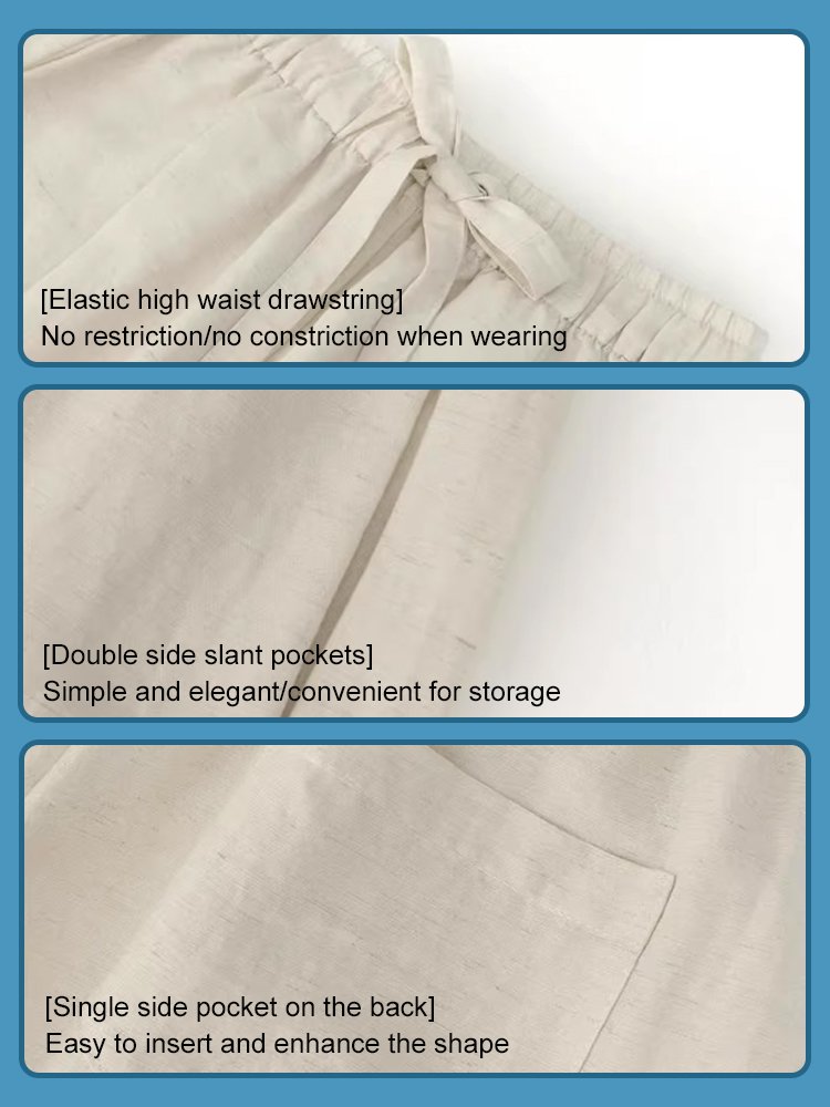 [Light and breathable] Tencel linen thin wide-leg pants