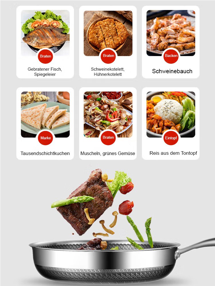 【Langlebig】 Bratpfanne aus Edelstahl