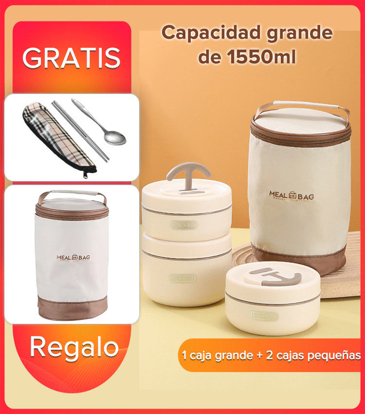 Caja de almuerzo de acero inoxidable aislada de múltiples capas 304