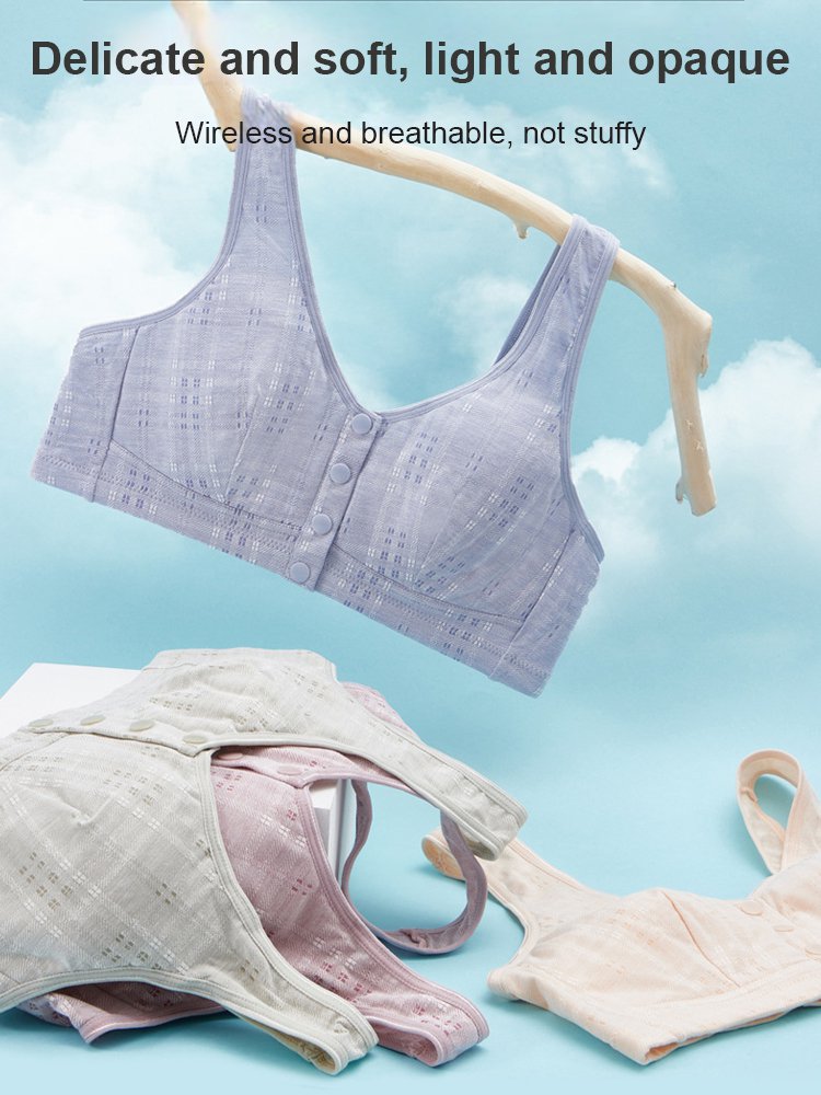 [Cotton] Thin front closure vest-style bra for middle-aged and elderly people