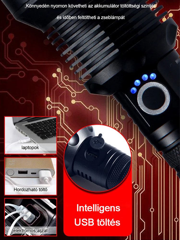 Fókuszálható lámpa elemtartóval