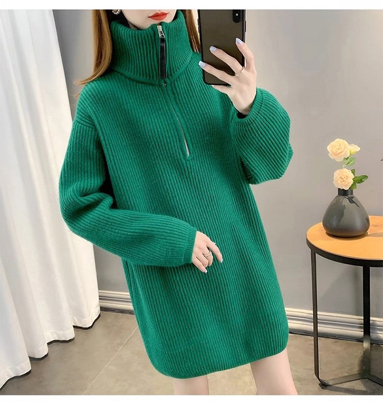モデル着用カシミヤハーフジップニット（レディース）
