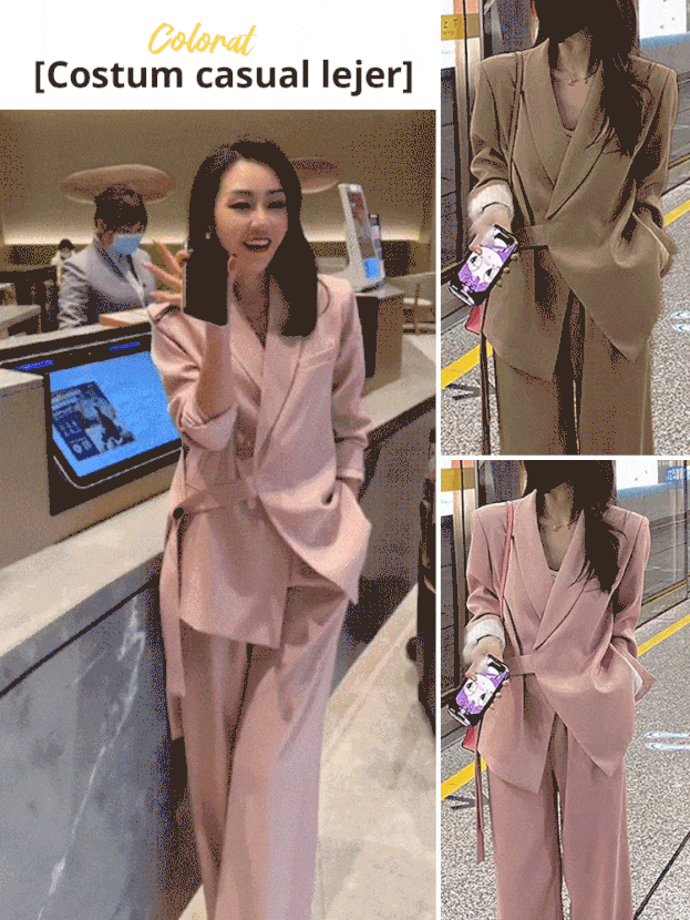 Costum proiectat cu șireturi cu costum de pantaloni largi