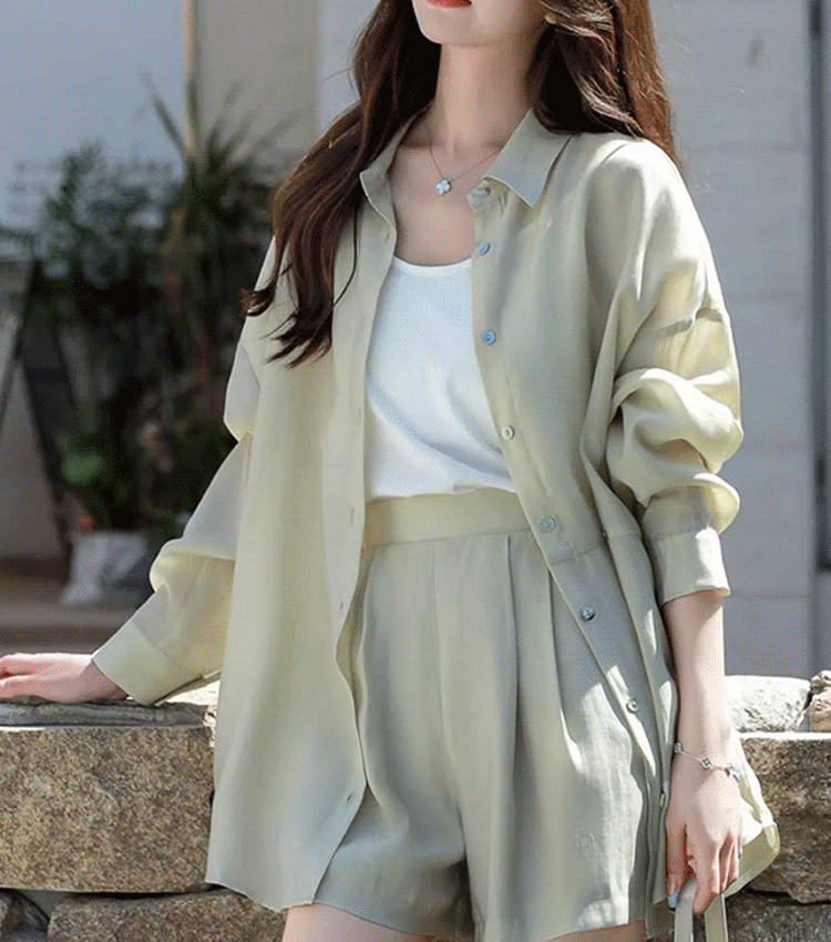 【50%OFF】에어실크 쿨링 쉬폰 커버셔츠