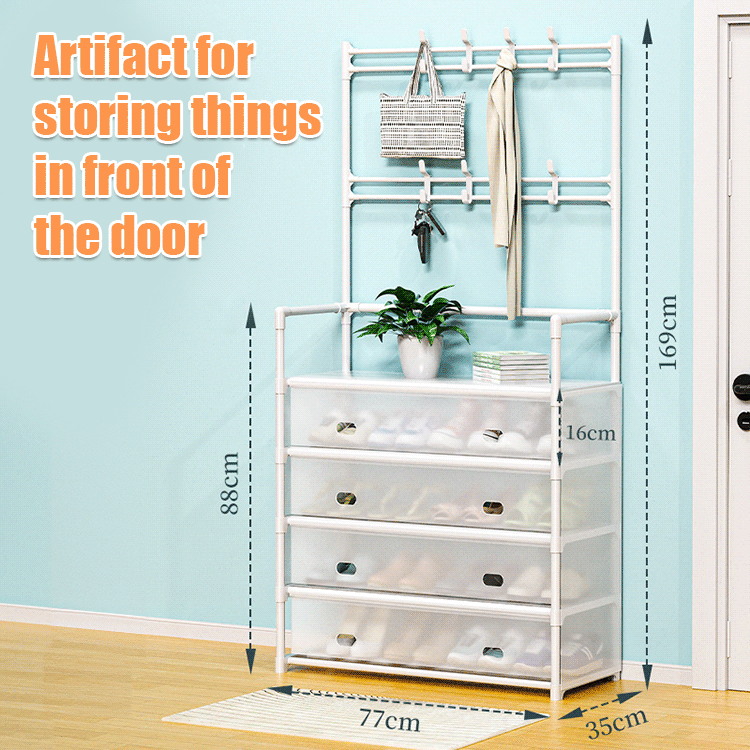 Multi-functional dustproof five-layer shoe and hat integrated rack