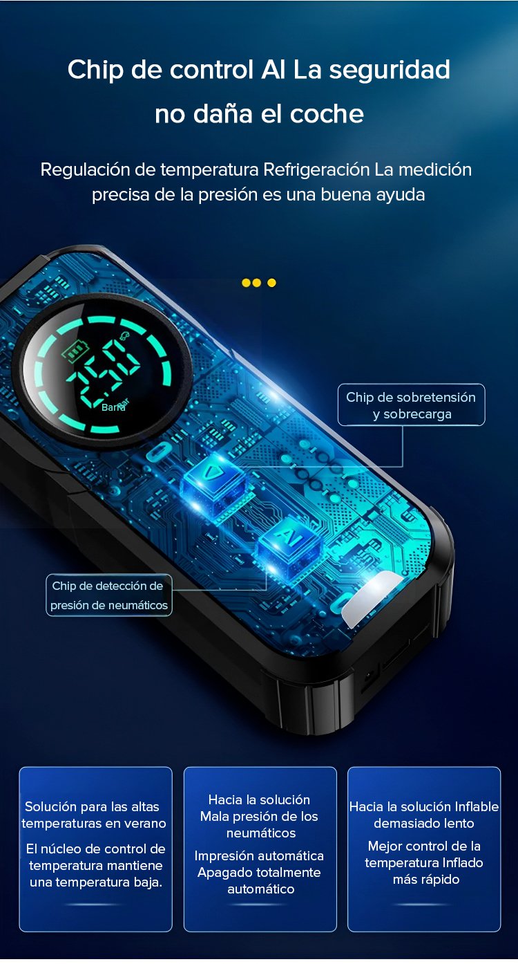 Bomba alemana inflando neumático de coche