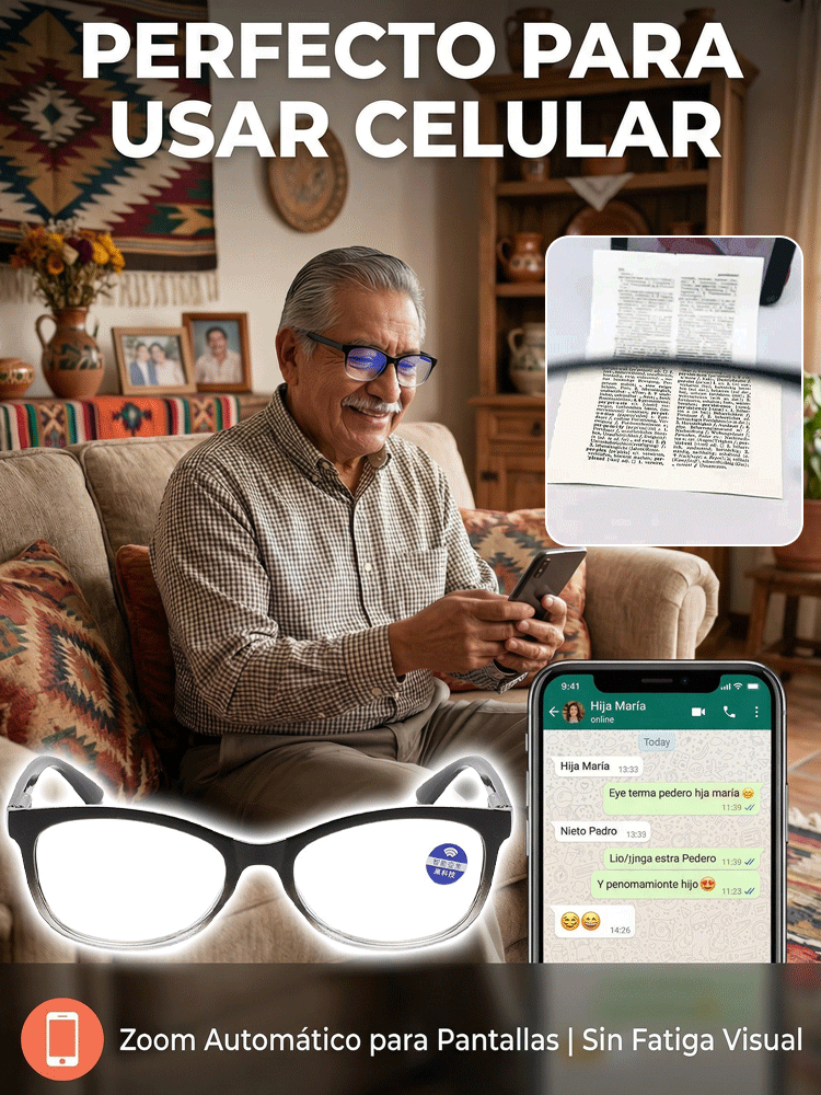 Gafas de lectura inteligentes con zoom HD y patas de resorte