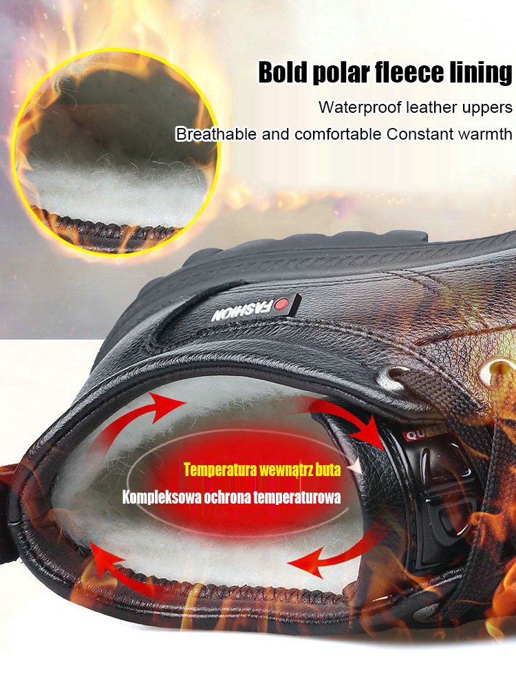 Warm thickened men's leather shoes