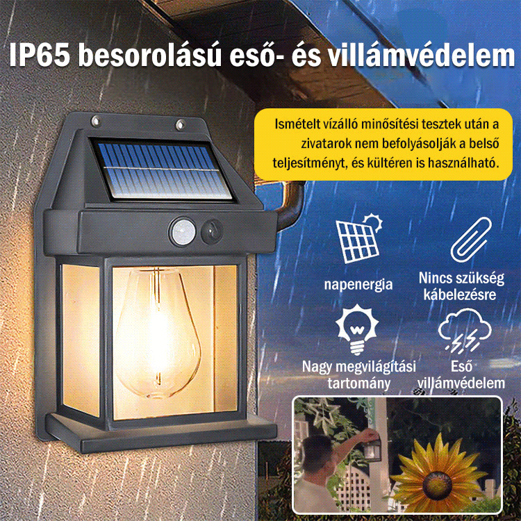 Napelemes kültéri LED udvarlámpa