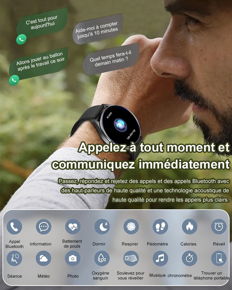 Montre de sport avec surveillance de la fréquence cardiaque et de la pression artérielle D18
