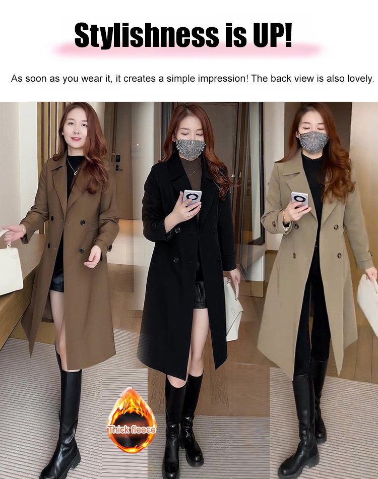 Mid-length fleece trench coat