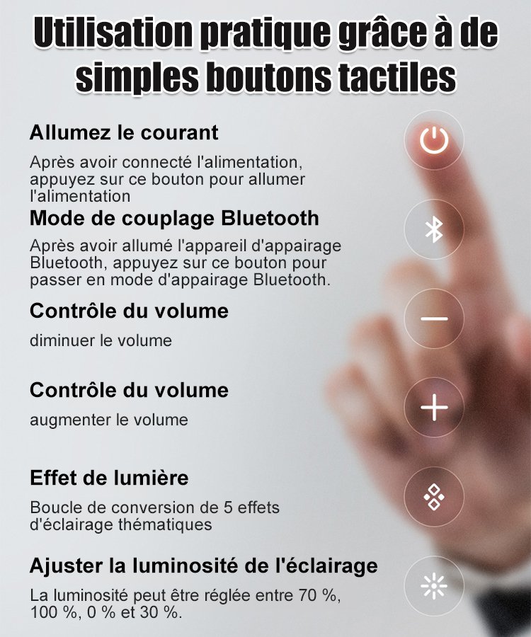 Nouvelle enceinte Bluetooth avec éclairage coloré en verre émaillé.