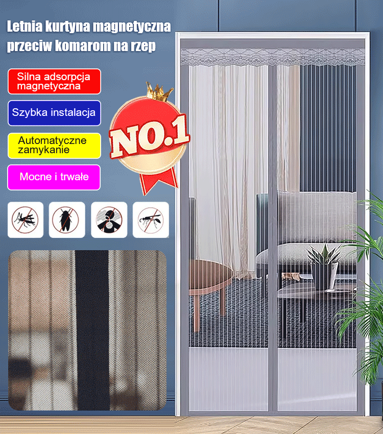 Letnia kurtyna magnetyczna przeciw komarom na rzep