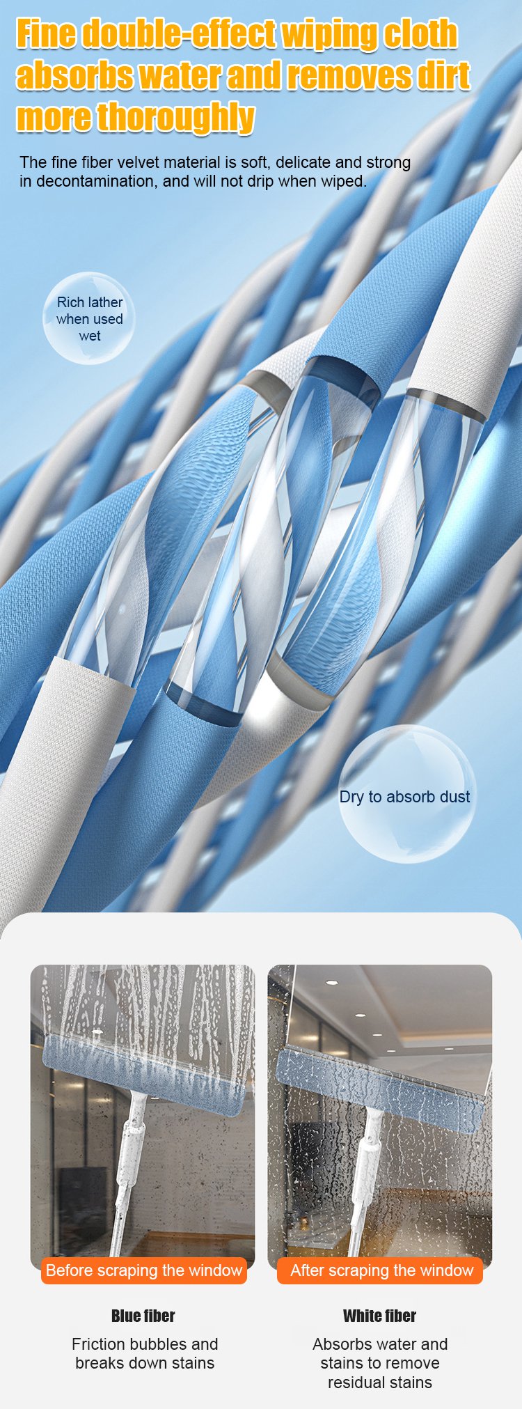 Close-up of water spraying window cleaning device