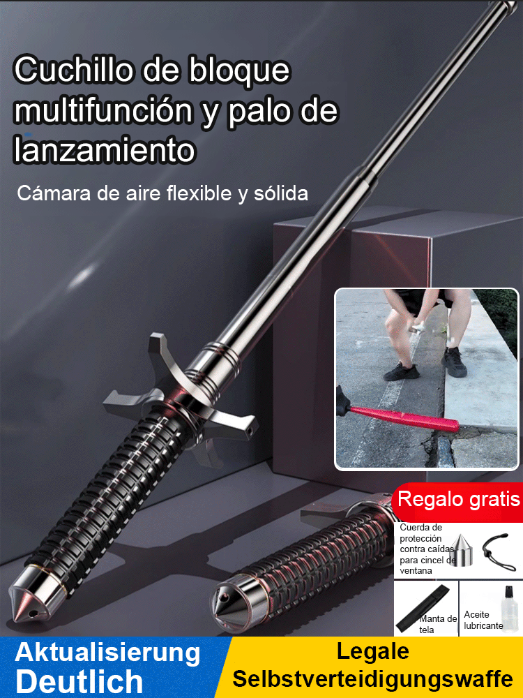 Bastón de senderismo multifuncional telescópico de acero aleado con bloqueo de resistencia para exte