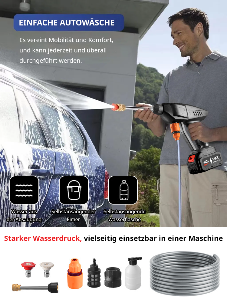 Tragbare Hochdruck-Autowaschwasserpistole