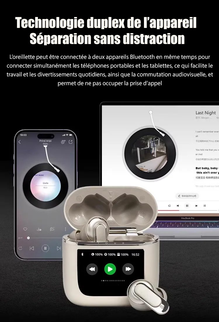Oreillette Bluetooth à annulation de bruit entièrement intelligente