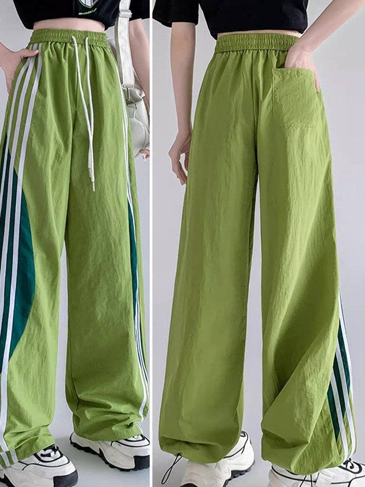 스포츠 스타일 캐주얼 와이드 레그 팬츠
