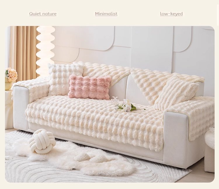 ペットにも優しいラビットファーソファーカバー