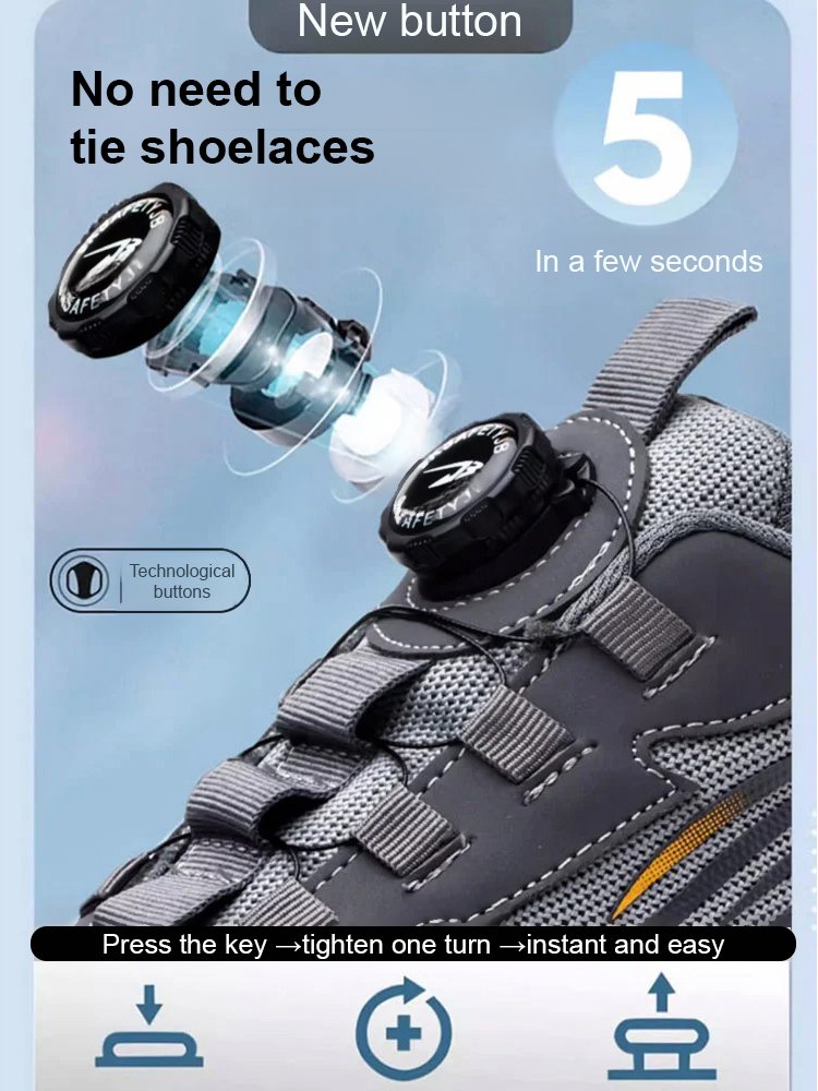  Steel Toe High-top Work Safety Shoes with Knob, Anti-smash and Anti-puncture