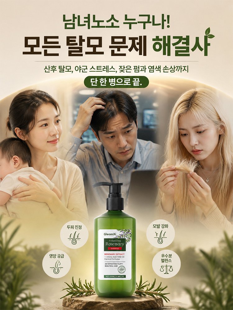 로즈마리 발모 케어 부드러운 헤어 샴푸 세트