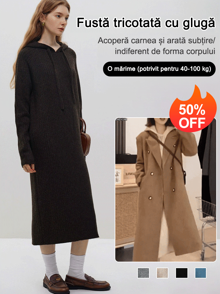 [Patru culori disponibile] Fusta tricotată cu glugă în stil coreean