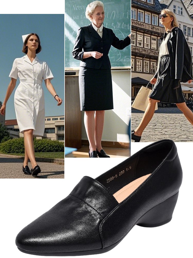 Chaussures orthopédiques en cuir à semelle souple pour femmes