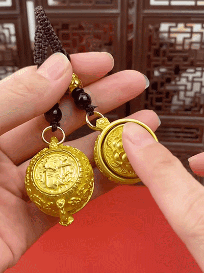 聚寶盆招財進寶十二生肖可轉動掛件