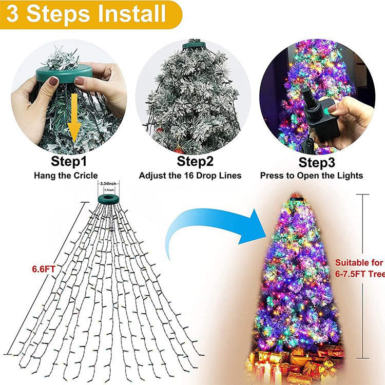 Ring Christmas tree decoration waterfall light string