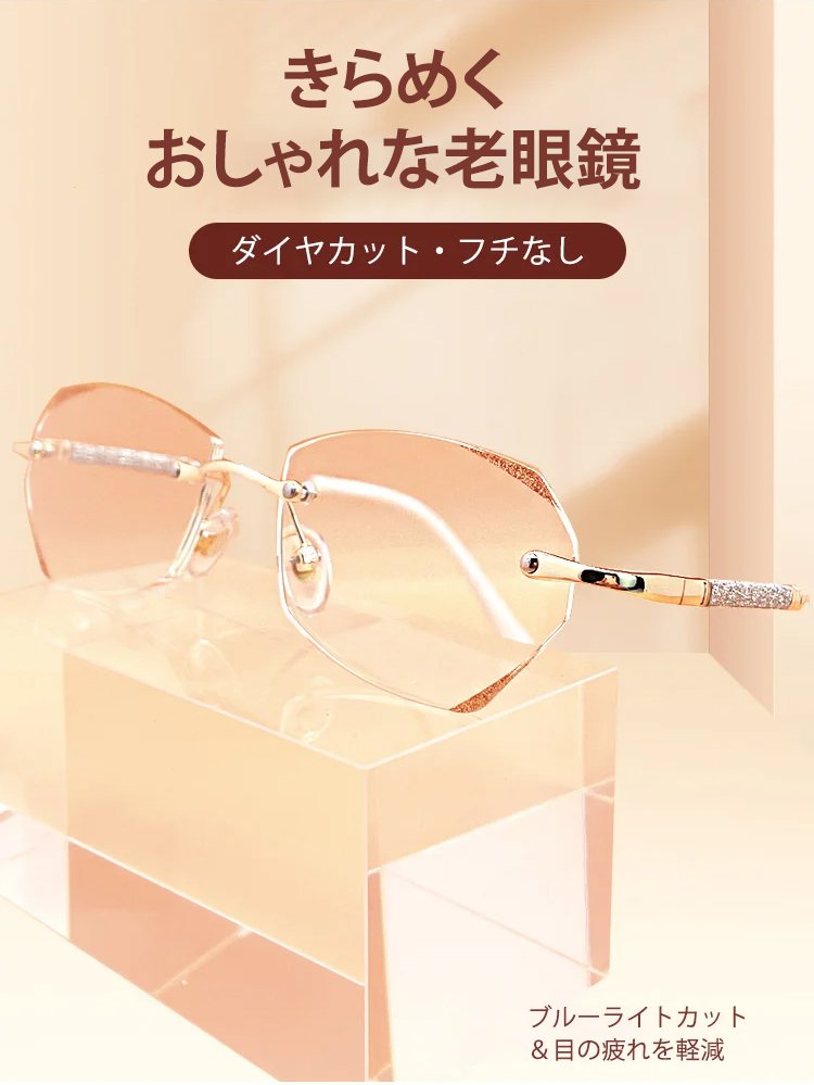フチなし老眼鏡の軽量デザイン詳細