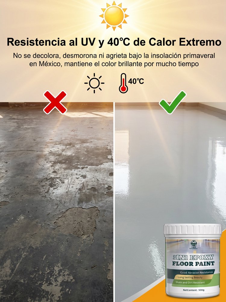 Pintura de piso resistente al desgaste, manchas y antideslizante, aplicación única, a base de agua