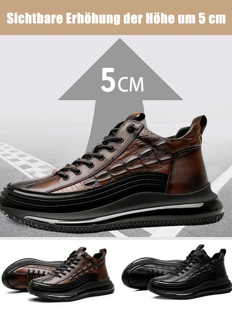 Italienische leichte Luxus-Herrenschuhe mit Krokodilmuster und dickem Boden und Luftpolster