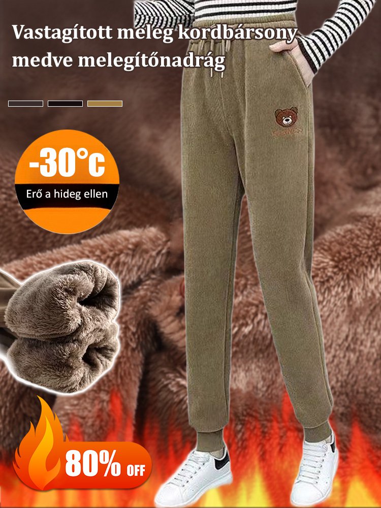 Agyaggal megerősített bársony plüss macis nadrág