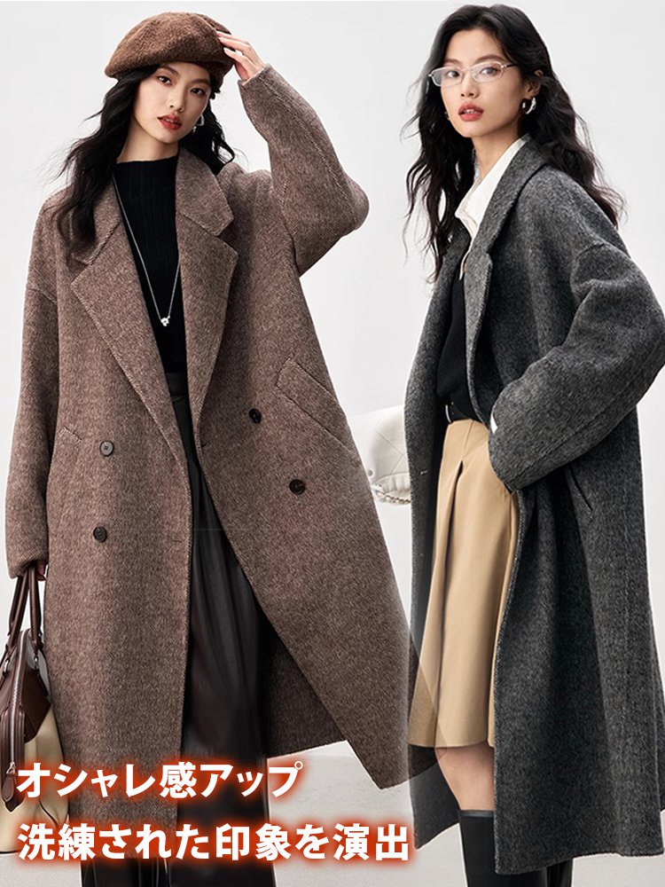 レディースキャメルヘアチェスターコート