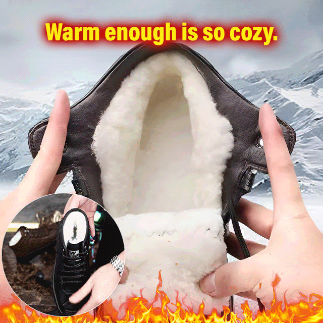 Men's Thick-Soled Fleece-Lined Leather Shoes