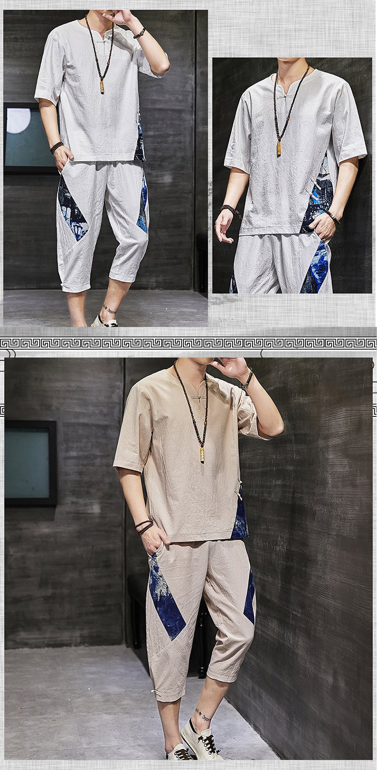 カジュアルな綿麻セットアップスタイル