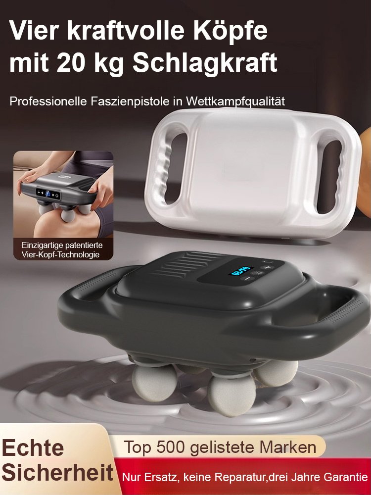 Schnurlose 4-Kopf-Hochfrequenz-Vibrationspistole für Faszien