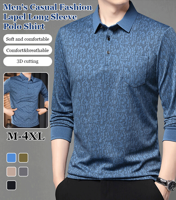 Casual Fashion Lapel Long Sleeve Polo Shirt